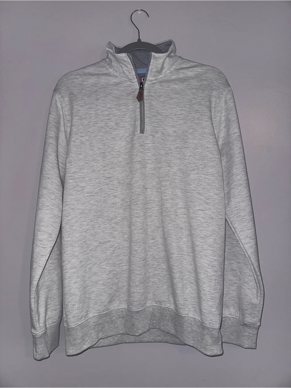 Chaps Light Gray Quarter-Zip Sweater